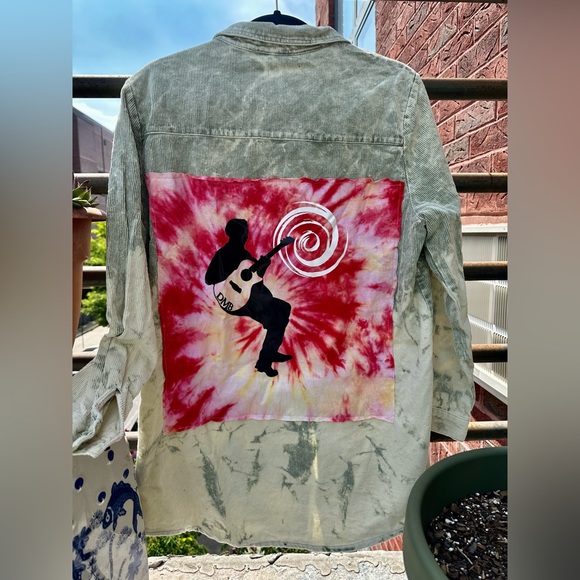 Tops - Upcycled hand crafted Dave Matthew’s Band corduroy button down, bleach dip dyed